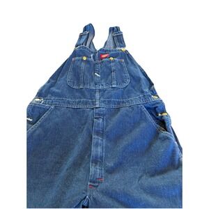 Dickies denim overalls carpenter Adult 34x32 Blue  Denim Work Wear LG/XL